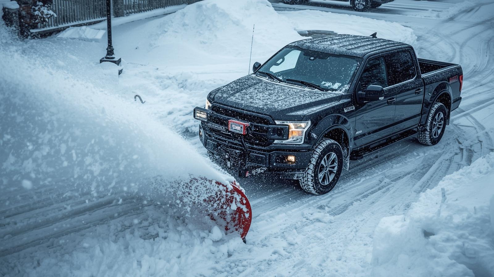 Truck plowing snow